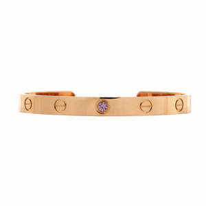 Cartier Love Cuff Bracelet 18K Rose Gold with Pink Sapphire